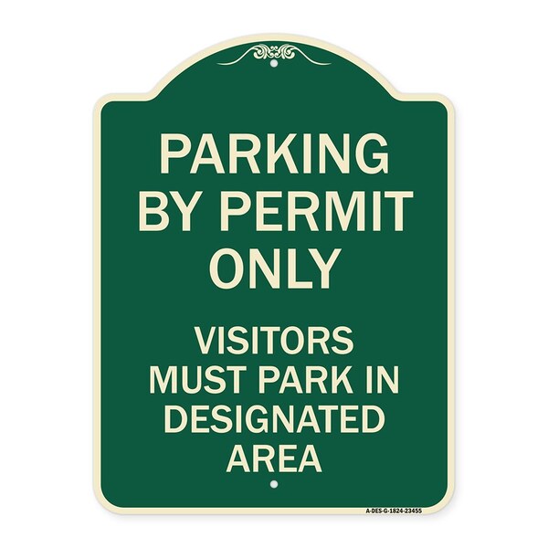 Signmission Parking by Permit Visitors Must Park in Designated Area Heavy-Gauge Alum, 24" x 18", G-1824-23455 A-DES-G-1824-23455 - main